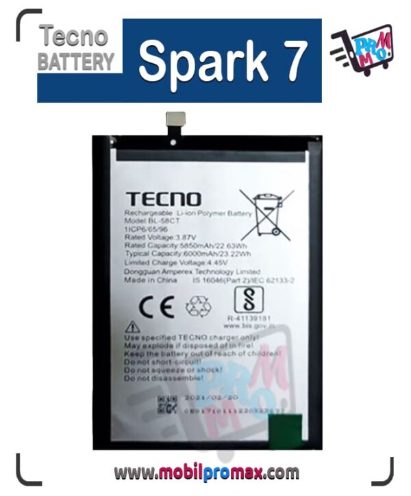 Tecno Spark 7 battery