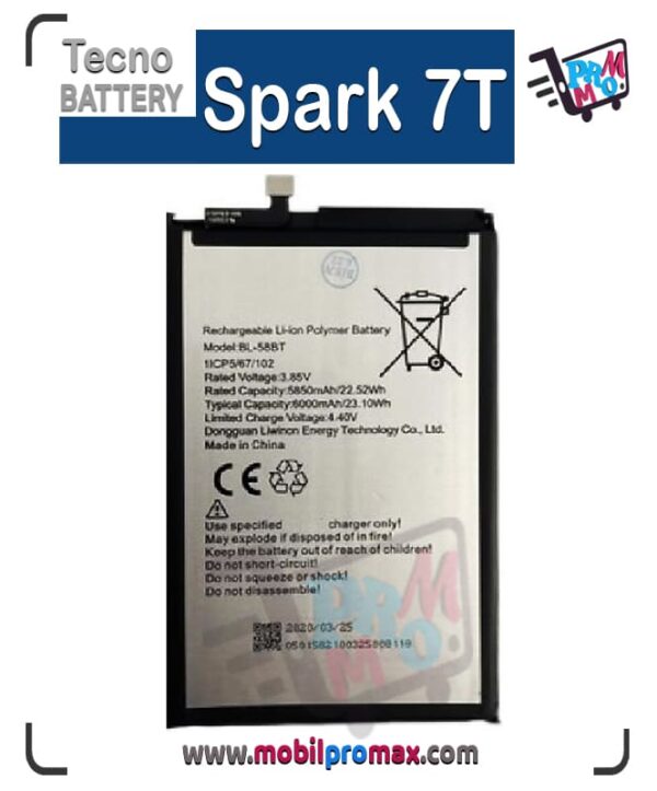 Tecno Spark 7T battery